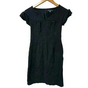 Banana Republic Black Petite Short Sleeve Viscose Pencil Dress Size 0P